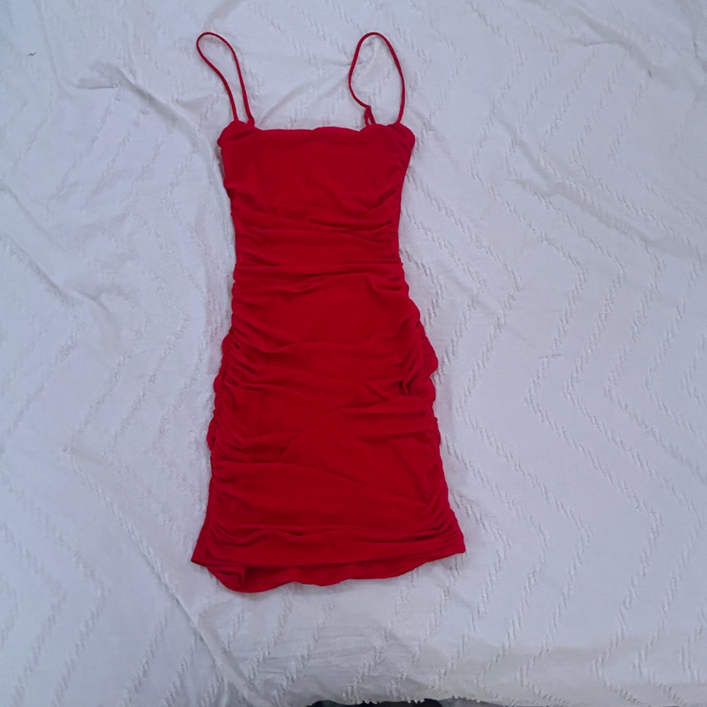 Lucy in the Sky, Red Open Back Homecoming dress.